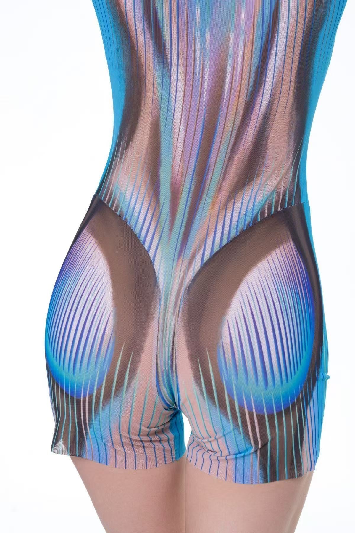 ZASUWA Female Unique Print Zipper Romper