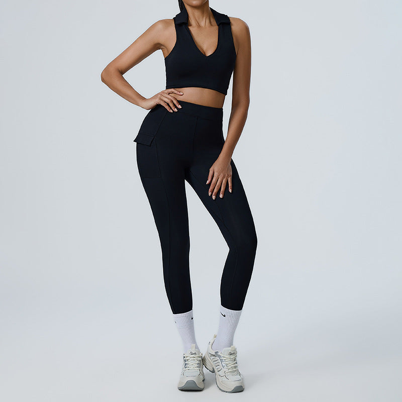 ZASUWA Female Big U Collar Deep-V Pocket Tracksuit