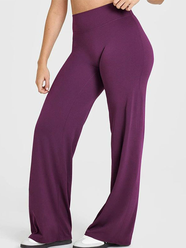 ZASUWA Female Solid Color Casual Loose Flare High-rise Leggings