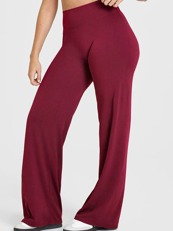 ZASUWA Female Solid Color Casual Loose Flare High-rise Leggings
