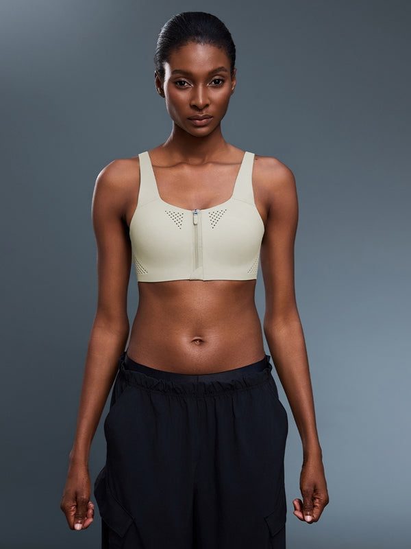 ZASUWA Female Zipper Cross Back Backless Sports Bras
