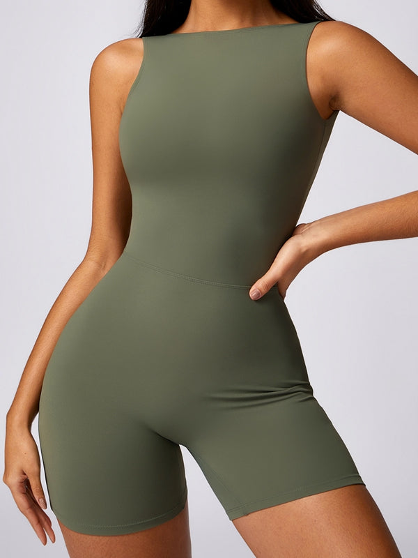 ZASUWA Female Hollow Out U Back High-Support Scrunch Bum Romper
