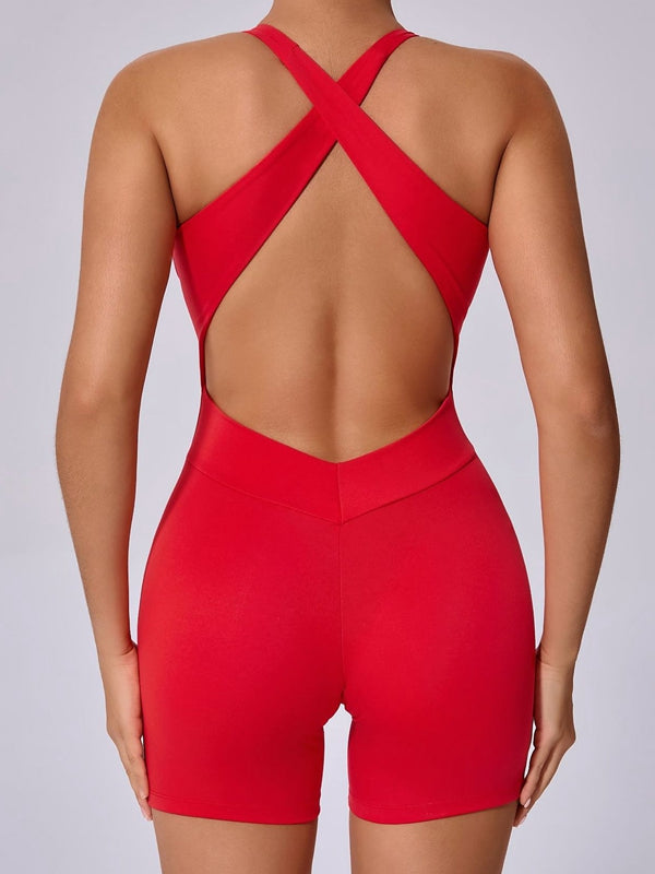 ZASUWA Female Lace-up Cross Back Romper