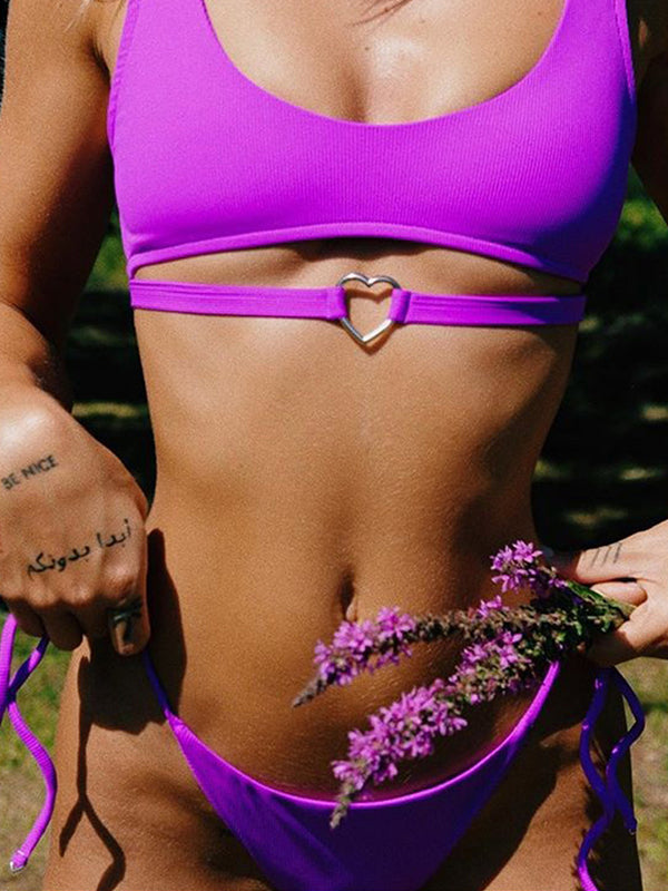 ZASUWA Female Solid Color Drawstring Bikini SetX ANECHKAANNN ⭐