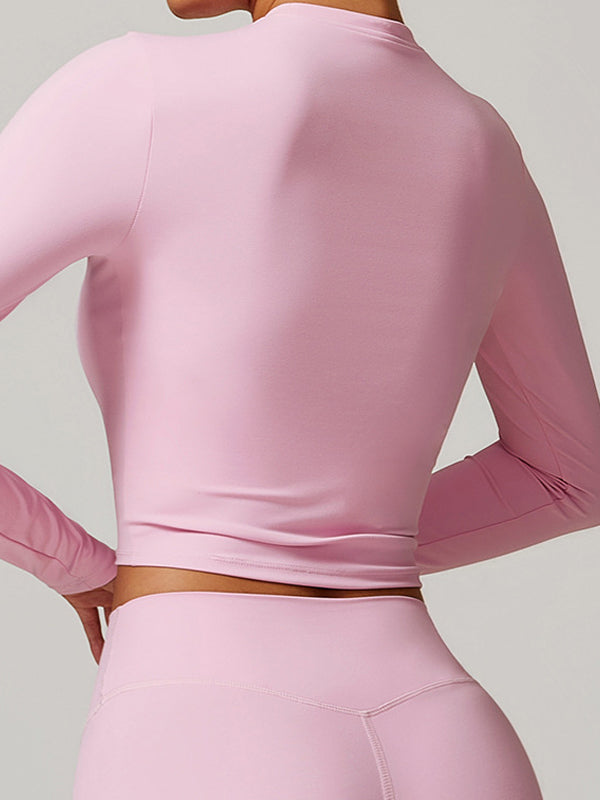 ZASUWA Female Solid Color Quick Dry Elastic Tight Long Sleeves