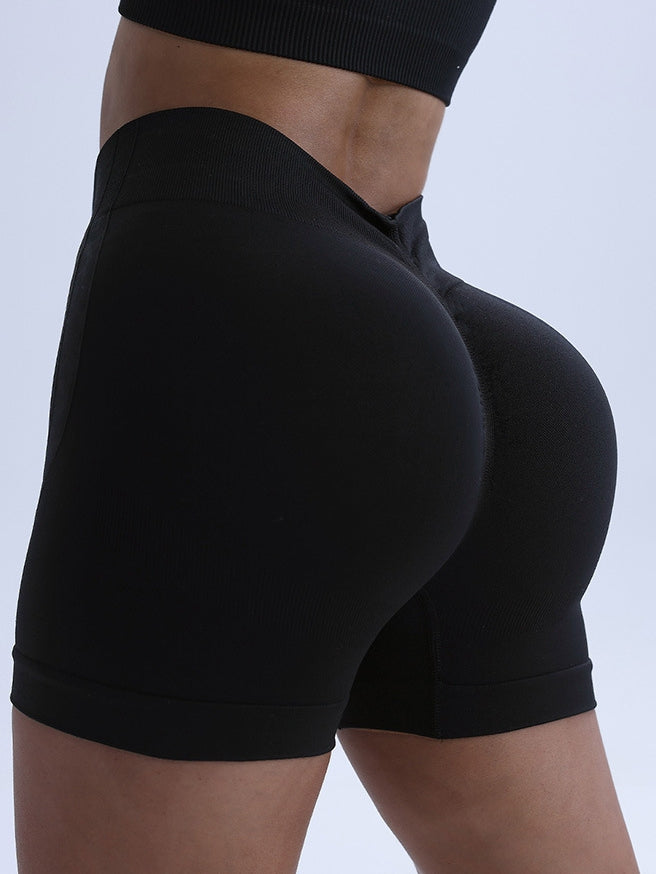 ZASUWA Female Folds Deep V Back High-rise Quick Dry Shorts