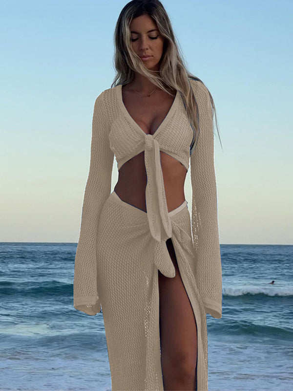 ZASUWA Female Sexy Fishnet 2-Pieces Without Bikini Set Swimwear Cover-up Dress