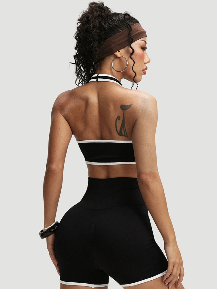 ZASUWA Female Contrast Color Quick Dry Short Tracksuit