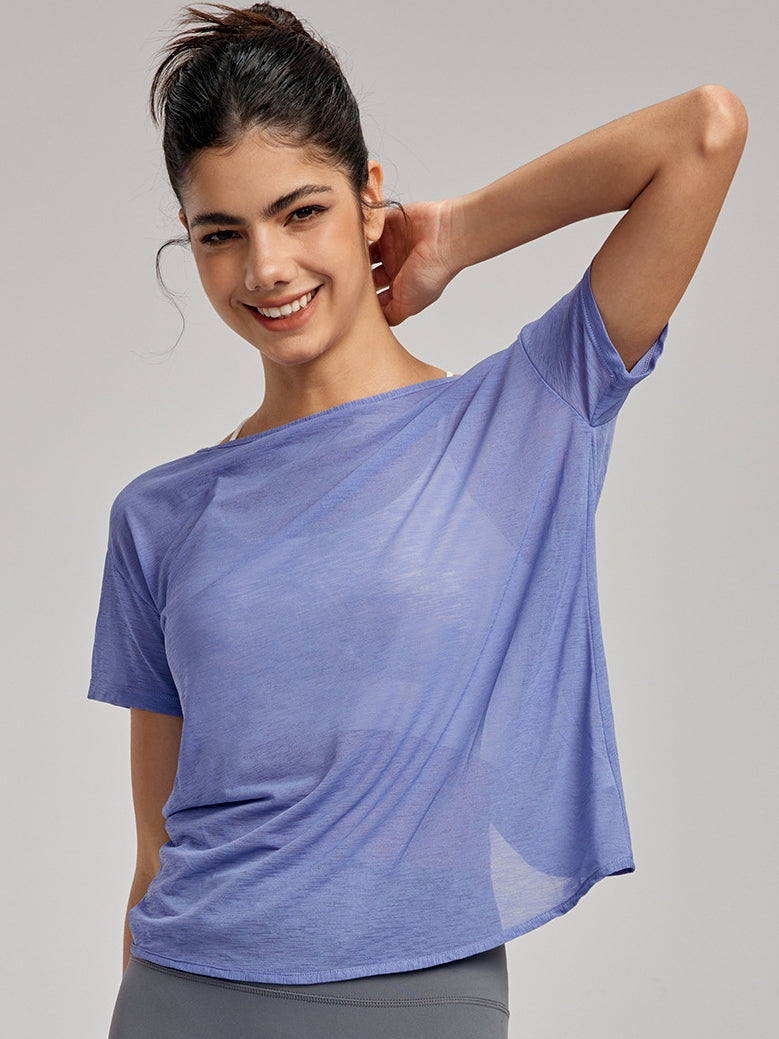 ZASUWA Female Solid Color Breathable Smock Without Bras Short Sleeves