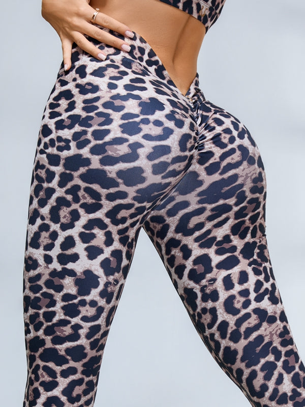 ZASUWA Female Leopard Print Mesh Cross Back Sports Bras