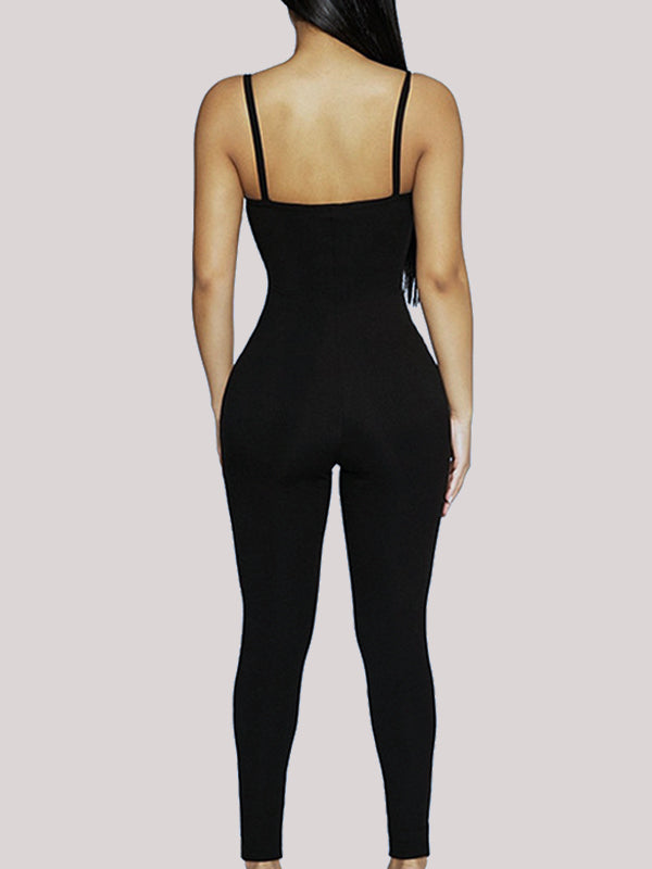 ZASUWA Female Backless U Collar Hollow Out Hip-lift Jumpsuit