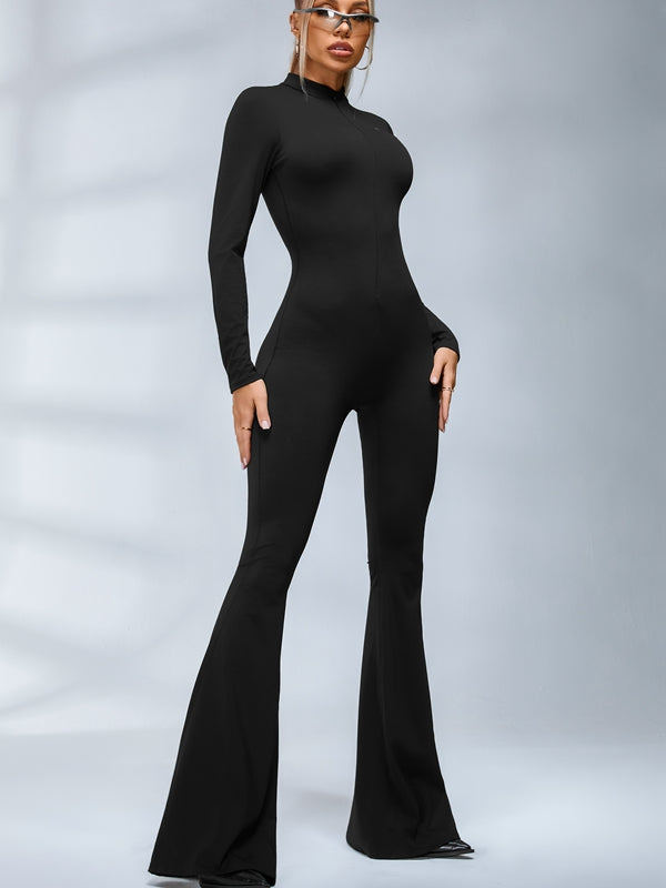 ?ZASUWA Female Trendy Zipper Flare Body-fit Jumpsuit
