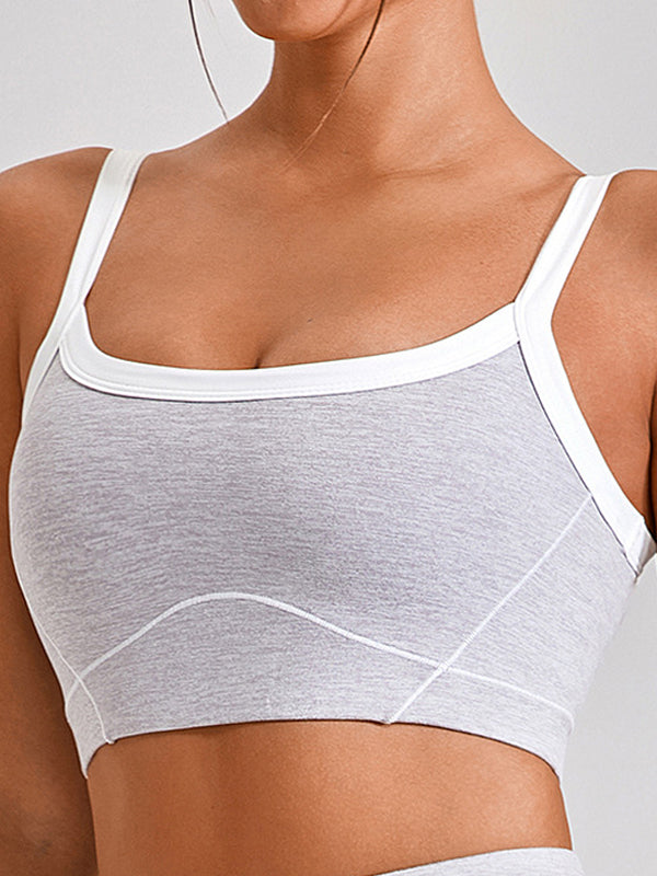 ZASUWA Female Contrast Color Shockproof U Collar Sports Bras