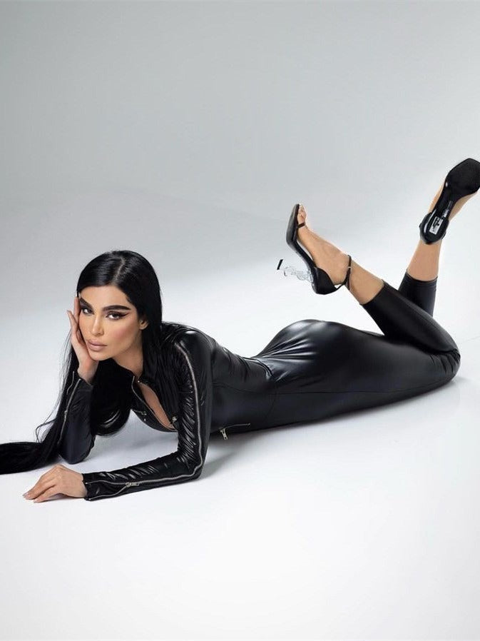 ?ZASUWA Female PU Faux Leather Trendy Zippers Jumpsuits