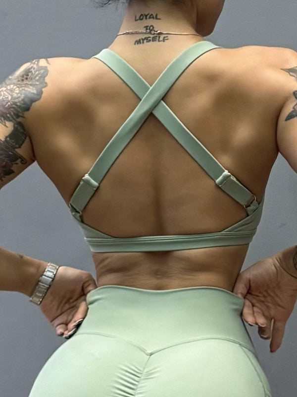 ZASUWA Female Folds Cutout Cross Back Sports Bras