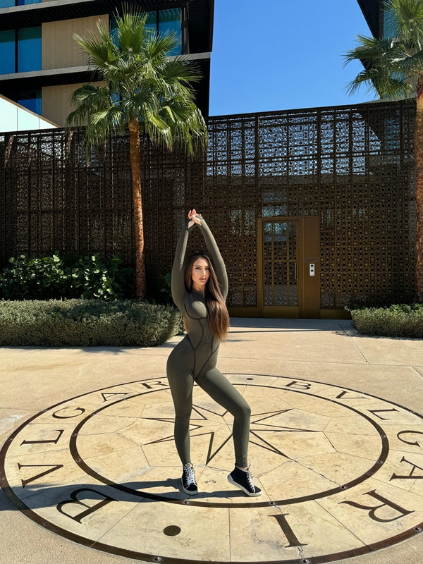 ZASUWA Female Trendy Zipper Peach Booty Jumpsuit