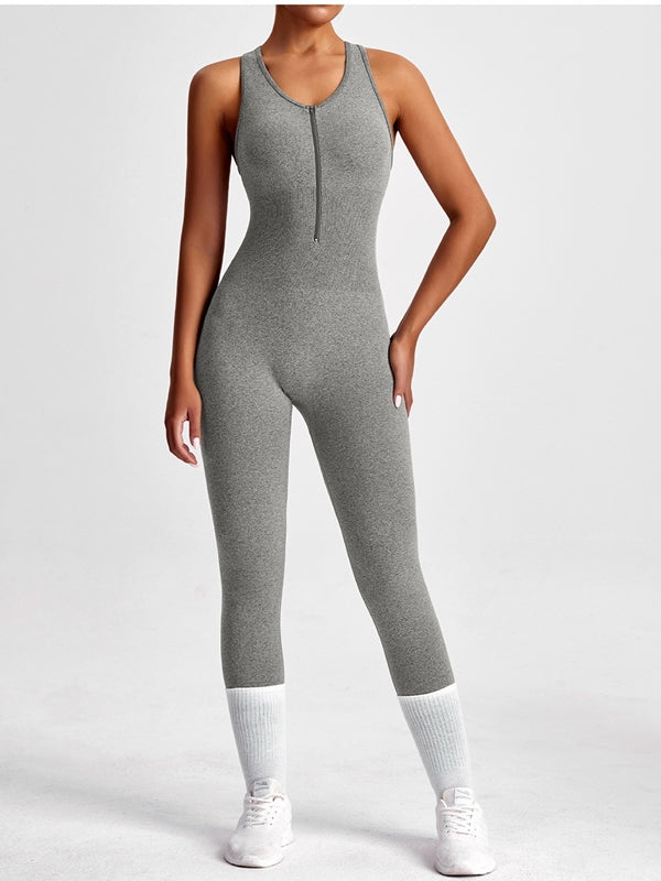 ZASUWA Female Zipper Hollow Out Jumpsuit