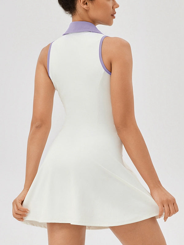 ZASUWA Female Lapel Collar Zipper Short Dress