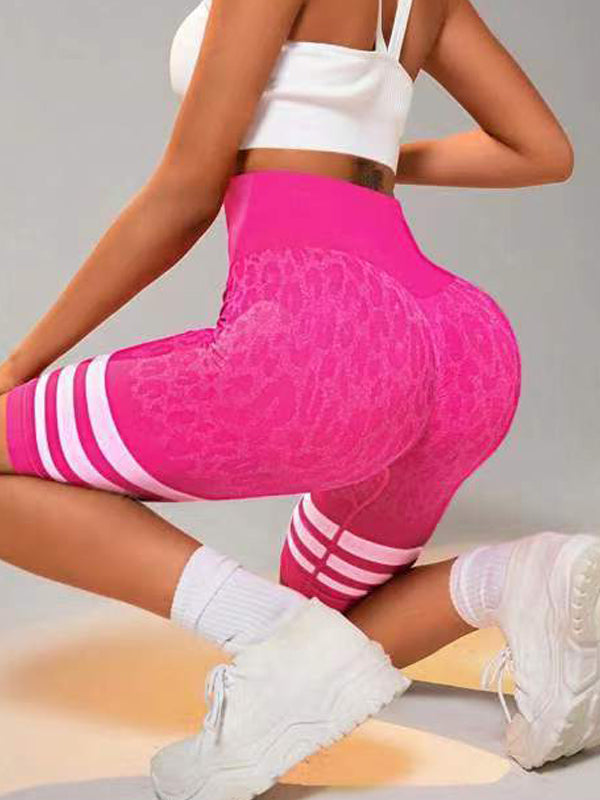 ZASUWA Female Leopard Peach Hip Scrunch Bum Spandex Gym Booty Shorts