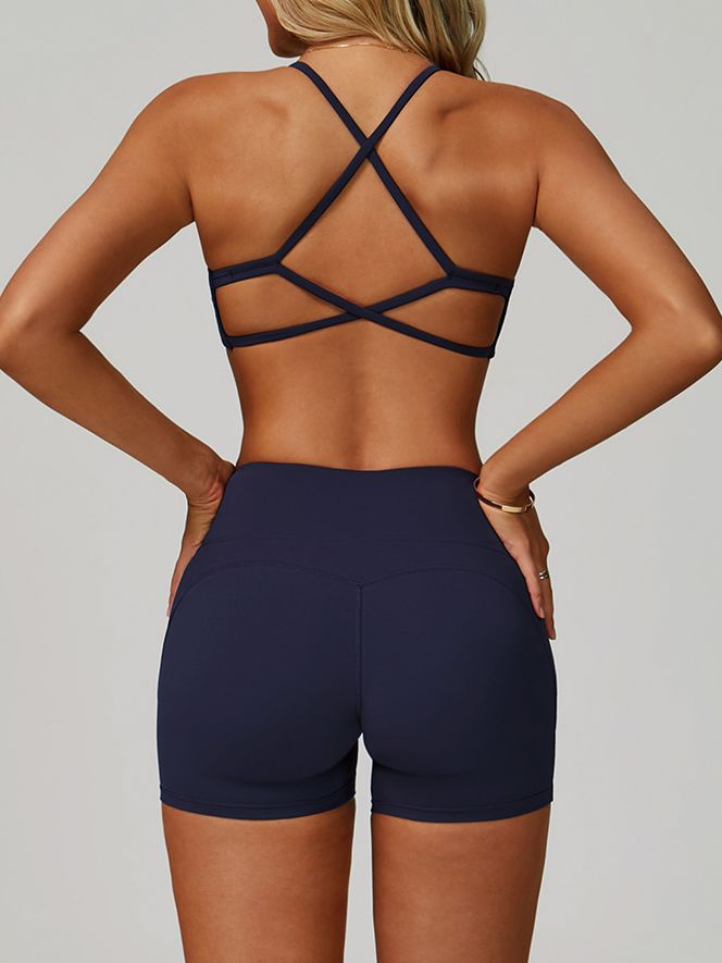 ZASUWA Female Cross Back V-neck with Chest Pads Quick Dry Push Up Design Short Tracksuit