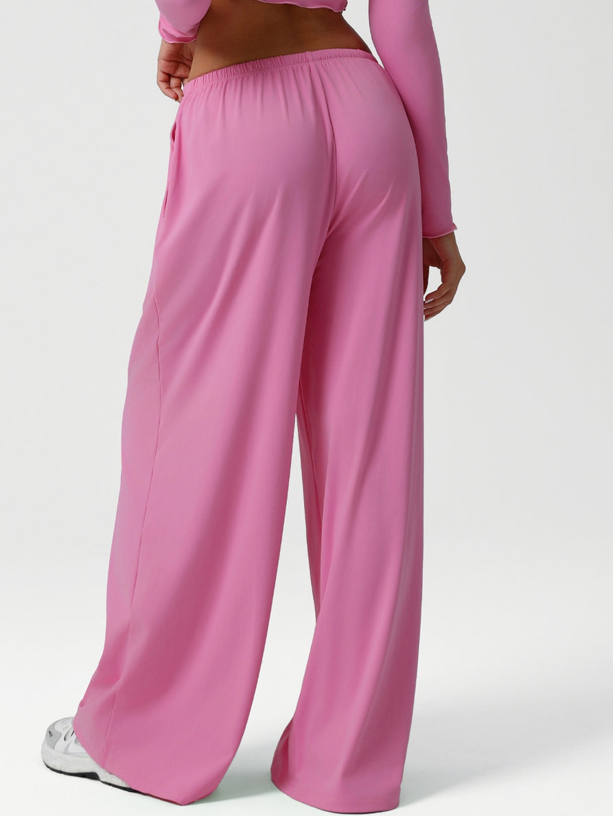 ZASUWA Female Drawstring Pocket Solid Color Casual Pants