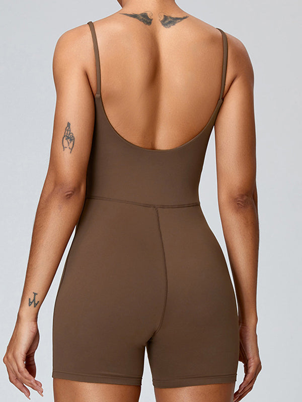 ZASUWA Female Backless U Collar Quick Dry Nude Sensation Romper
