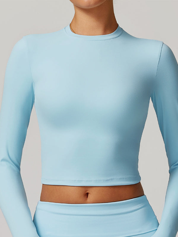 ZASUWA Female Solid Color Quick Dry Elastic Tight Long Sleeves