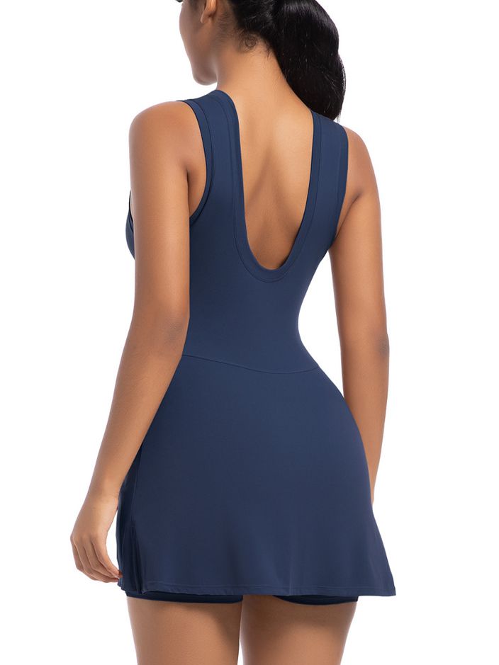 ZASUWA Female Solid Color 2 in 1 Design Quick-dry Dress