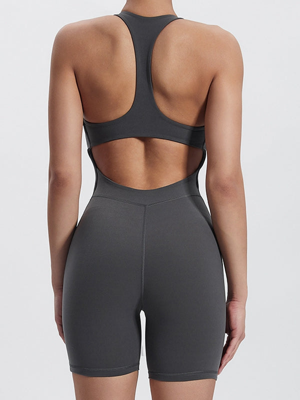 ZASUWA Female Sexy Cutout Zipper Booty Romper