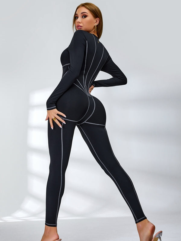 ?ZASUWA Female Tummy Control Zipper Hip-lift Jumpsuit