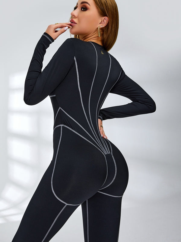?ZASUWA Female Tummy Control Zipper Hip-lift Jumpsuit