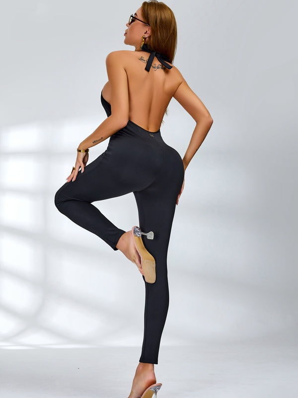 ?ZASUWA Female Unique Flower Cutout Backless Jumpsuits