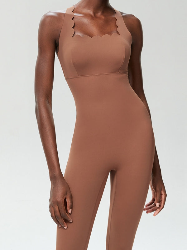 ZASUWA Female Cloud Edge Cross Back Jumpsuit