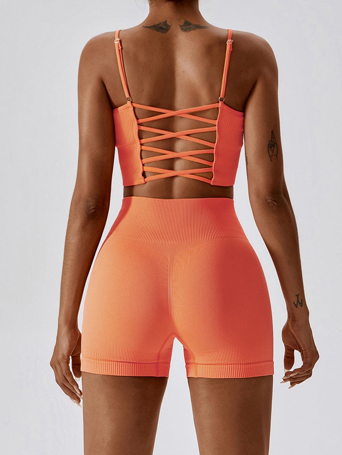 ZASUWA Female Ribbed Cross Back Sports Bras