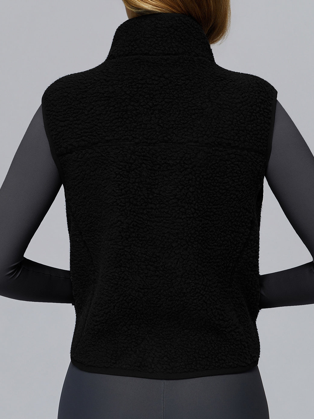 ZASUWA Female Fleece Zipper Pocket Stand Up Collar Vest Jacket