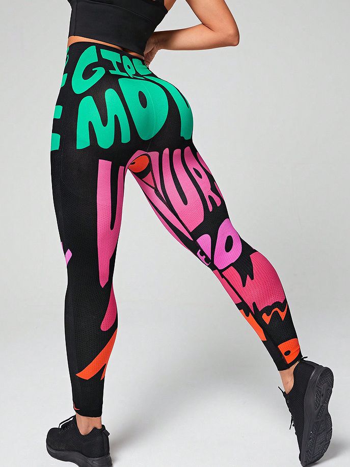 ZASUWA Female Print Quick Dry Push Up Design Color Leggings