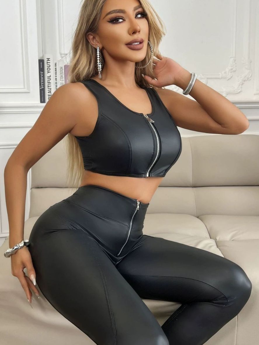ZASUWA بدلة رياضية نسائية بسحاب غير لامع من البولي يوريثان 