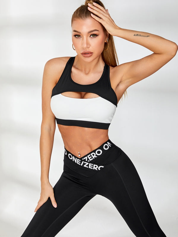 ZASUWA Female Print Contrast Color V-shape Waist Leggings