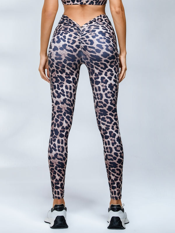 ZASUWA Female Leopard Print Mesh Cross Back Sports Bras