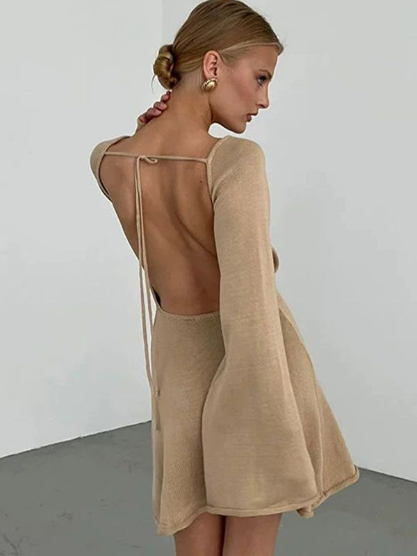 ZASUWA Female Sexy Solid Color Backless Without Bikini Set Cover-up