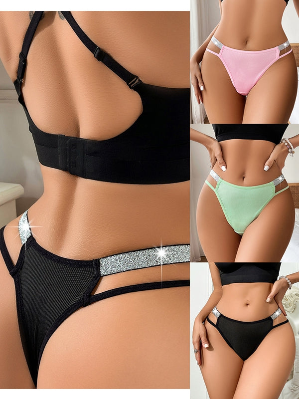 ZASUWA Female Silver ribbon Hollow Out Panties