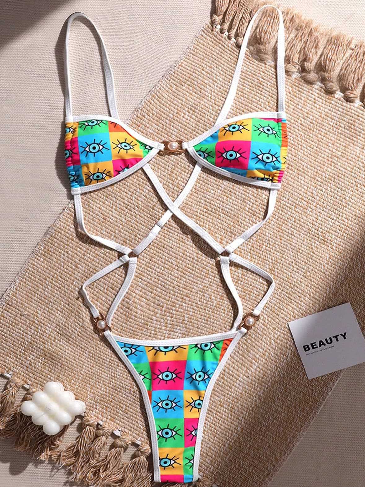 ZASUWA Female Print Contrast Color One Piece