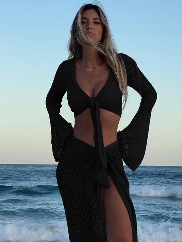 ZASUWA Female Sexy Fishnet 2-Pieces Without Bikini Set Swimwear Cover-up Dress