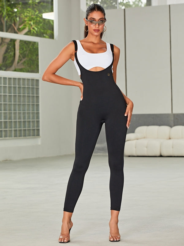 ?ZASUWA Female PU Faux Leather Strap Jumpsuit