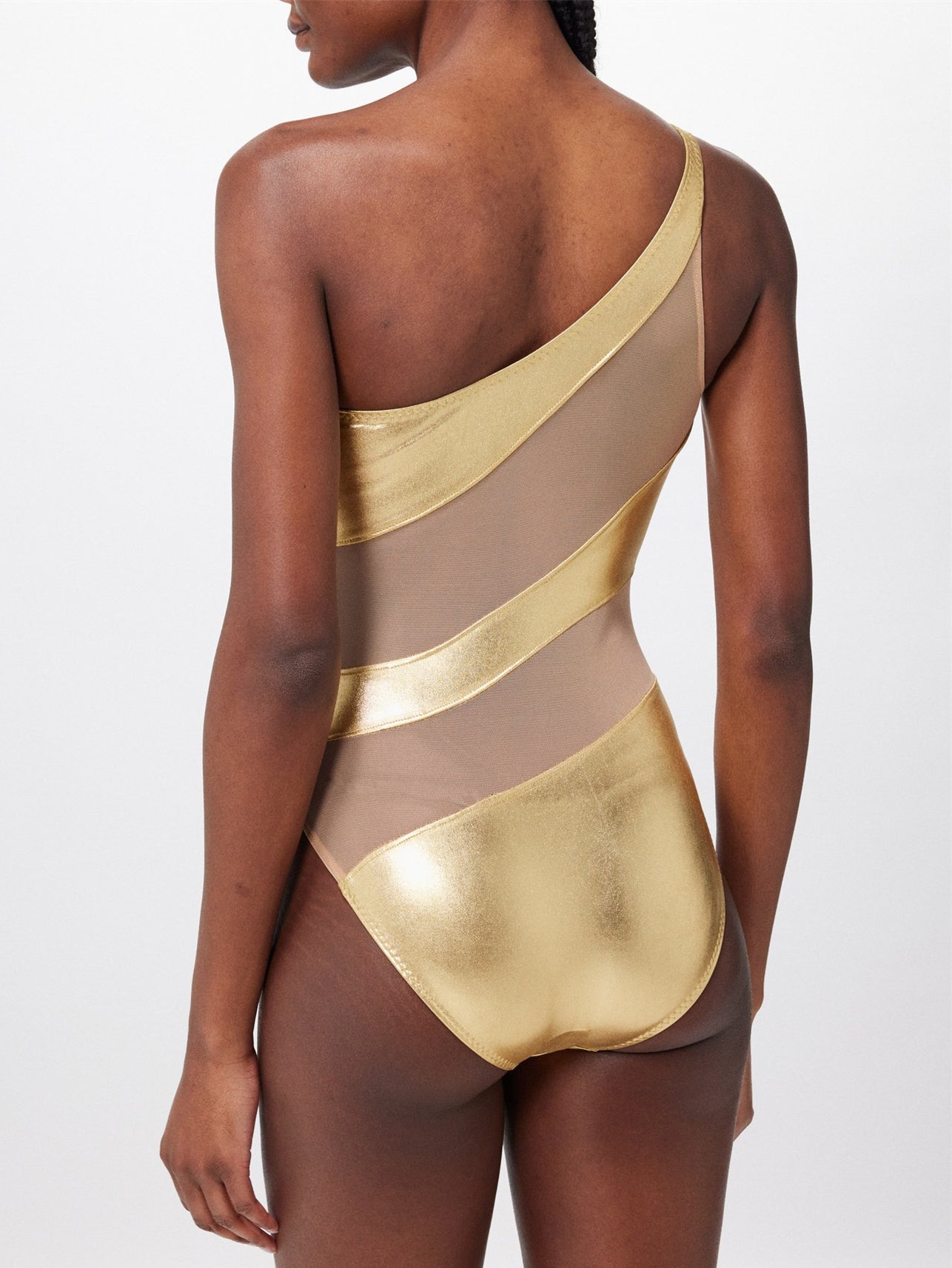 ZASUWA Female Glossy Sheer Mesh Elegance One Piece