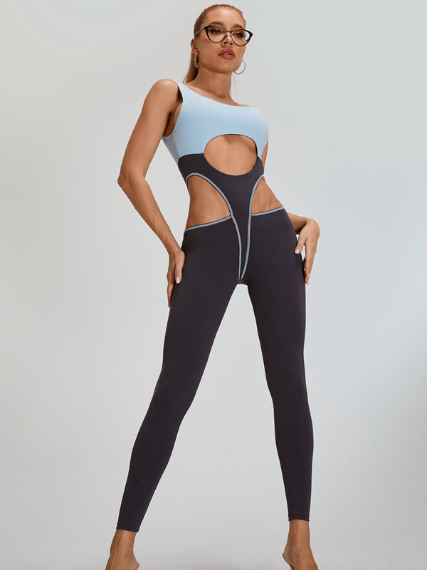 ?ZASUWA Female Sexy Contrast Color Unique Cutout Jumpsuit