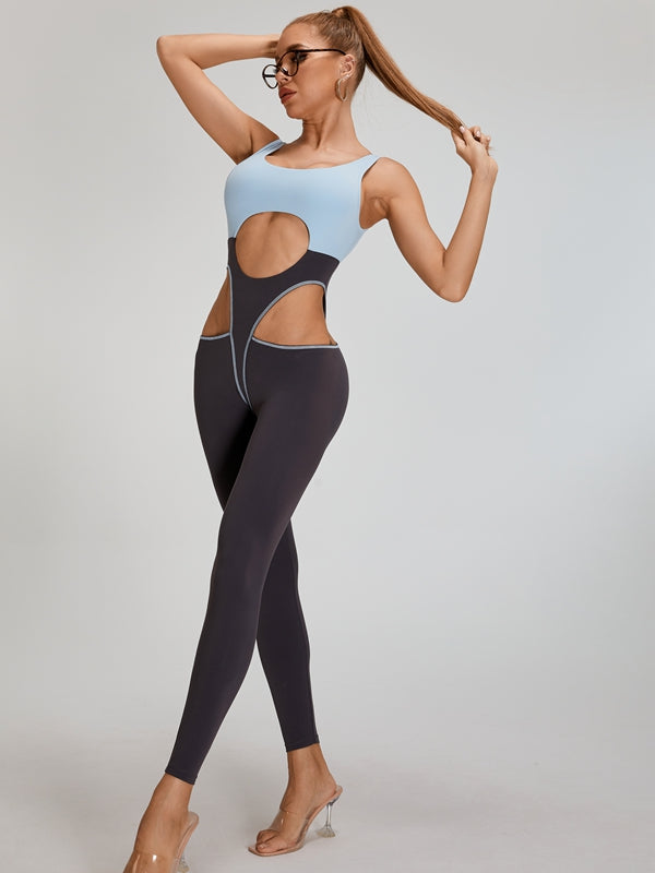 ?ZASUWA Female Sexy Contrast Color Unique Cutout Jumpsuit