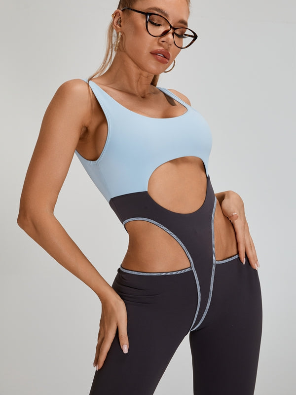 ?ZASUWA Female Sexy Contrast Color Unique Cutout Jumpsuit