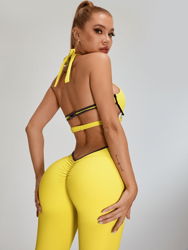 ?ZASUWA Female Sexy Contrast Color Stripe Hollow Out Jumpsuit