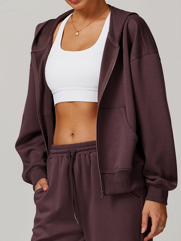 ZASUWA Female Pocket Zipper Casual Hoodie